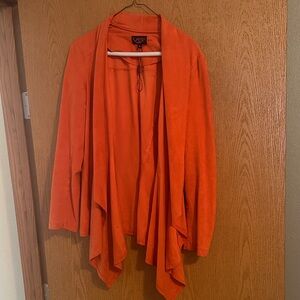 Women's Vibrant Suede Orange Cardigan